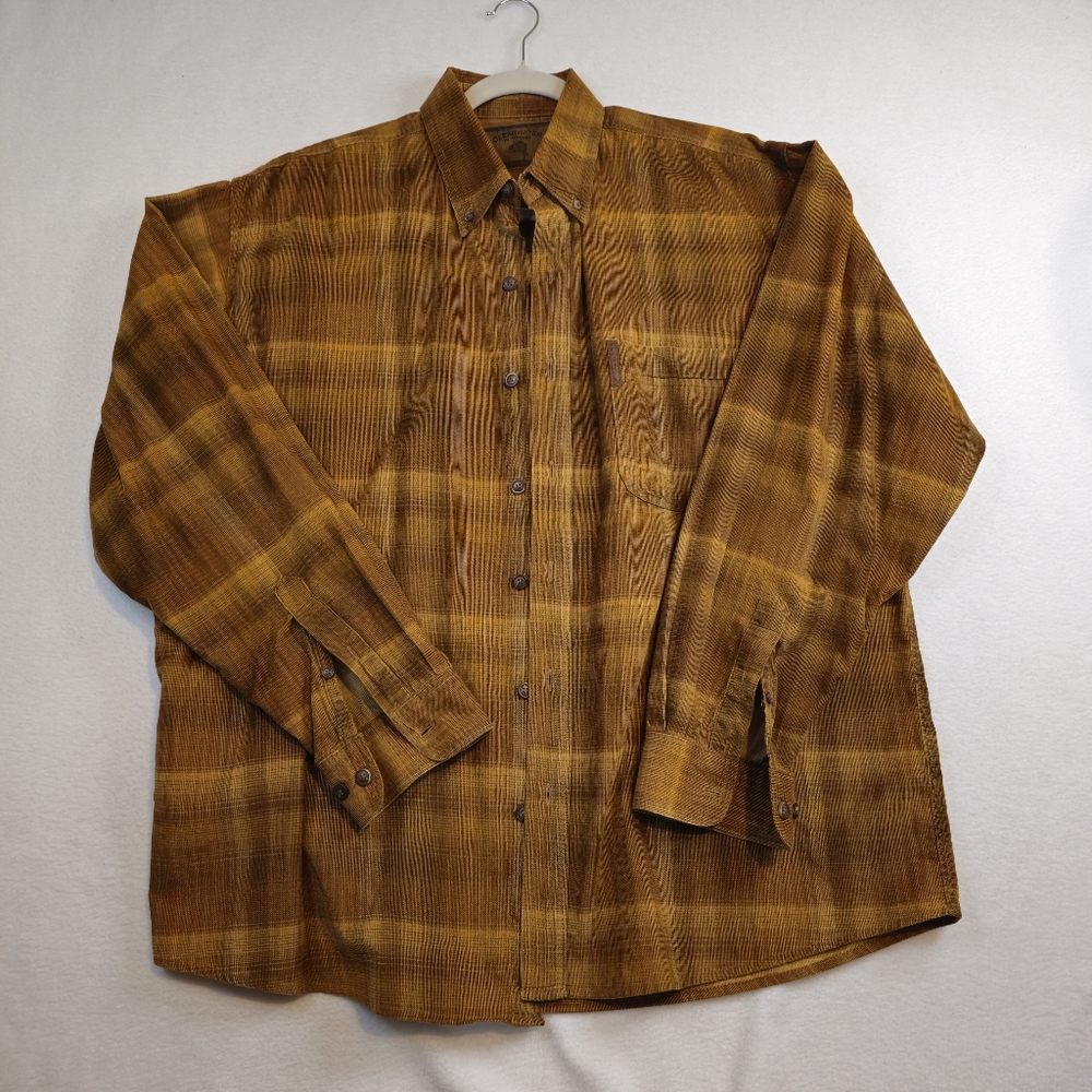 CLEARWATER OUTFITTERS Mix Browns Plaid Courdoroy  Button-Up Shirt Size L